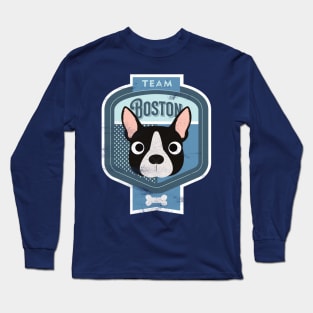 Team Boston - Distressed Boston Terrier Beer Label Design Long Sleeve T-Shirt